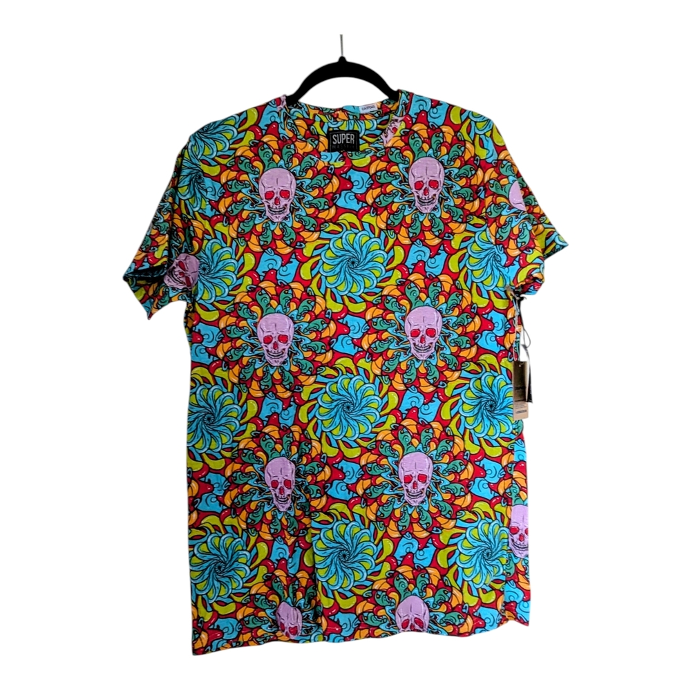 SUPER Massive Men's Multicolor Skull & Floral Short Sleeve Tee - NWT - M